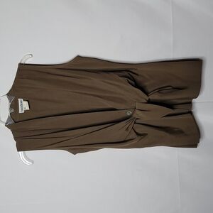 Francine Browner tie front mother of pearl sleeveless blouse top sz Medium